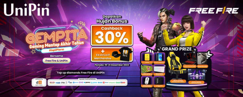 Gaming Mantap Akhir Tahun bareng Free Fire & Raih Bonus Cashback 30% + Eksklusif Merchandise